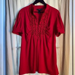 Red, Ruffled T-Shirt